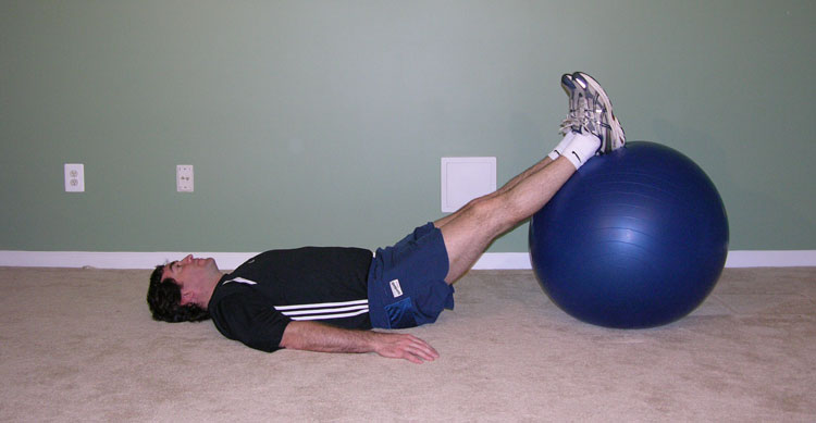 leg curl with exercise ball
