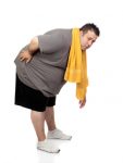 obese man in pain